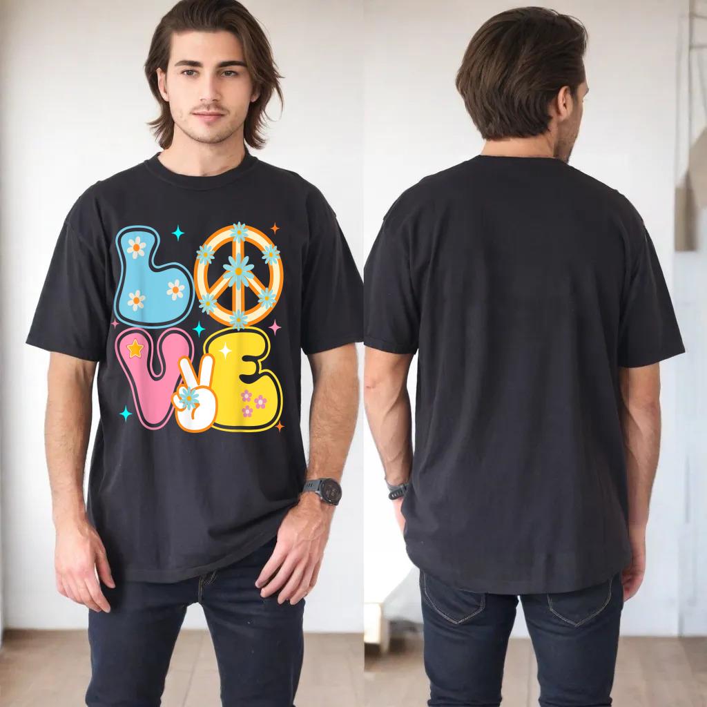 PEACE SIGN LOVE 60s 70s Tie Dye Hippie Costume