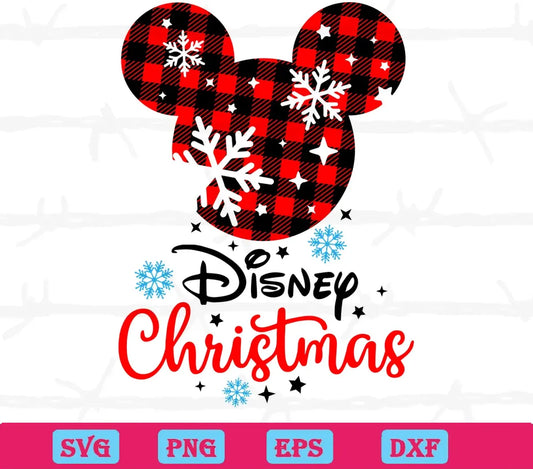 Disney Christmas Plaid Mickey Head, High-Quality Svg Files