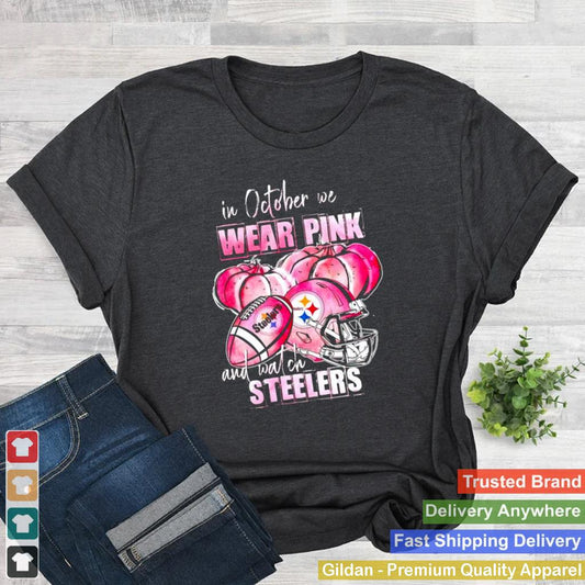 In october we wear pink and watch Steelers Breast Cancer Halloween shirt