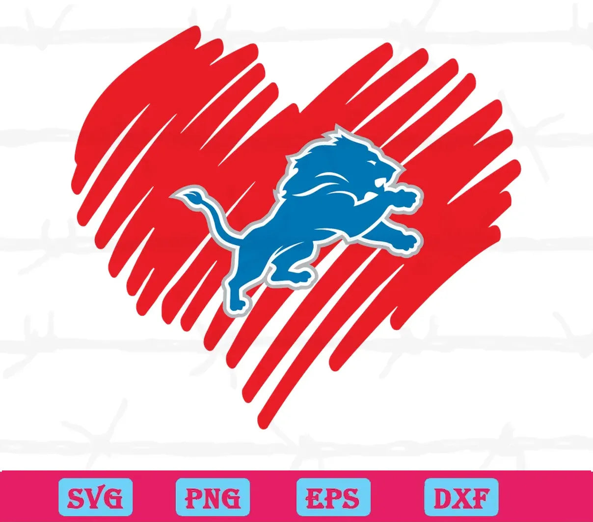 Detroit Lions Heart Football Lover, Svg Png Dxf Eps