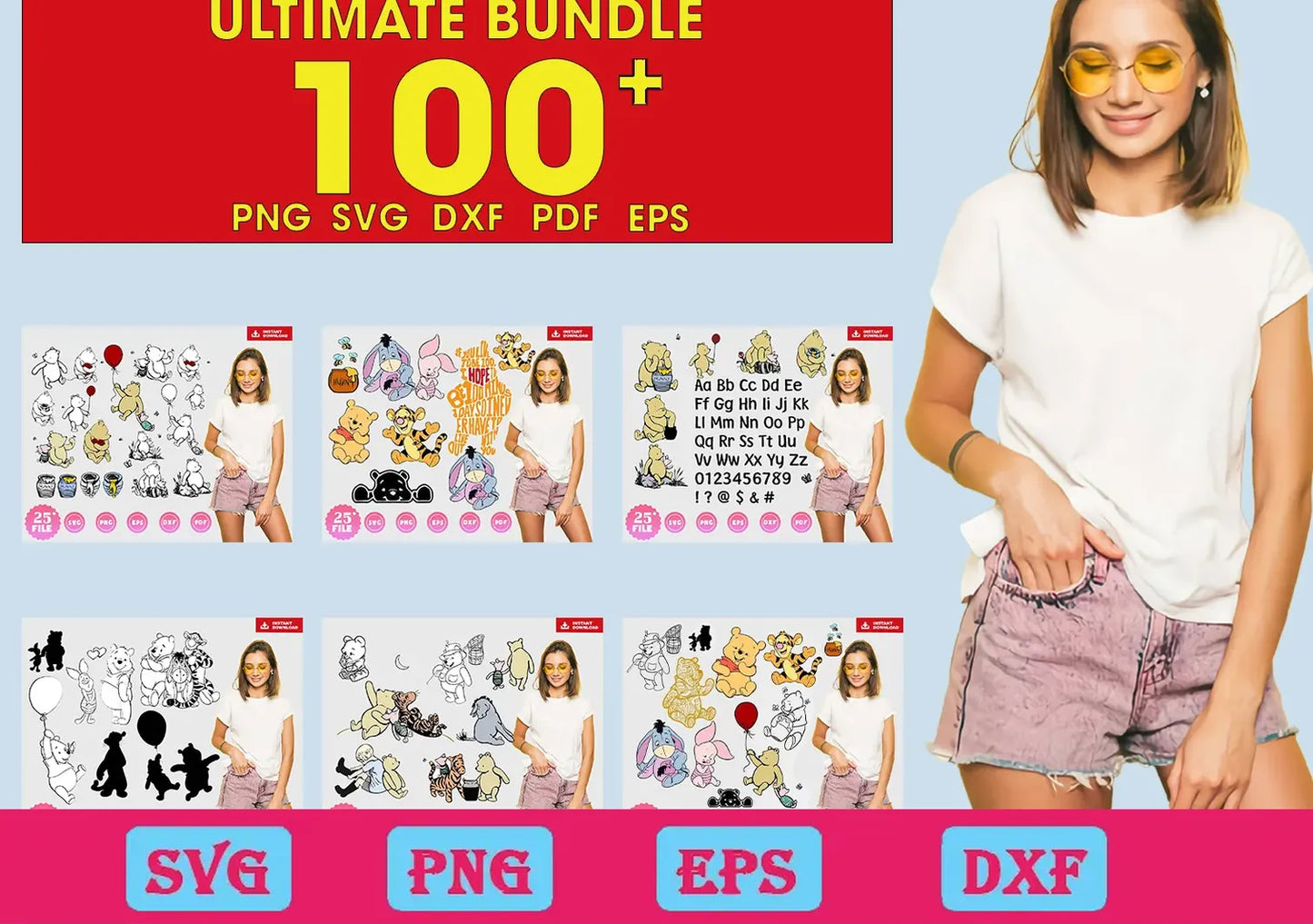 100 Winnnie The Pooh Bundle Svg