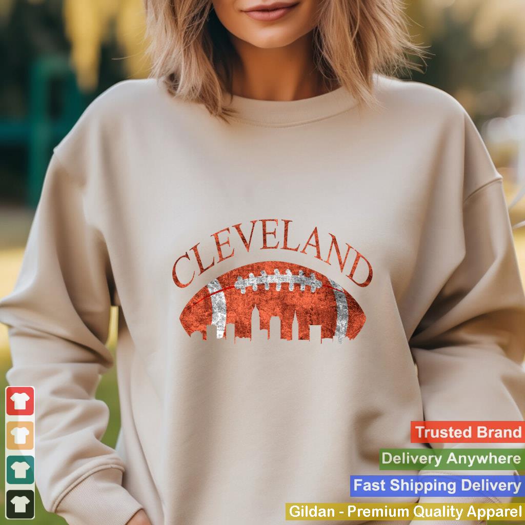 Vintage Downtown Cleveland Ohio Skyline Football Gift Sweatshirt