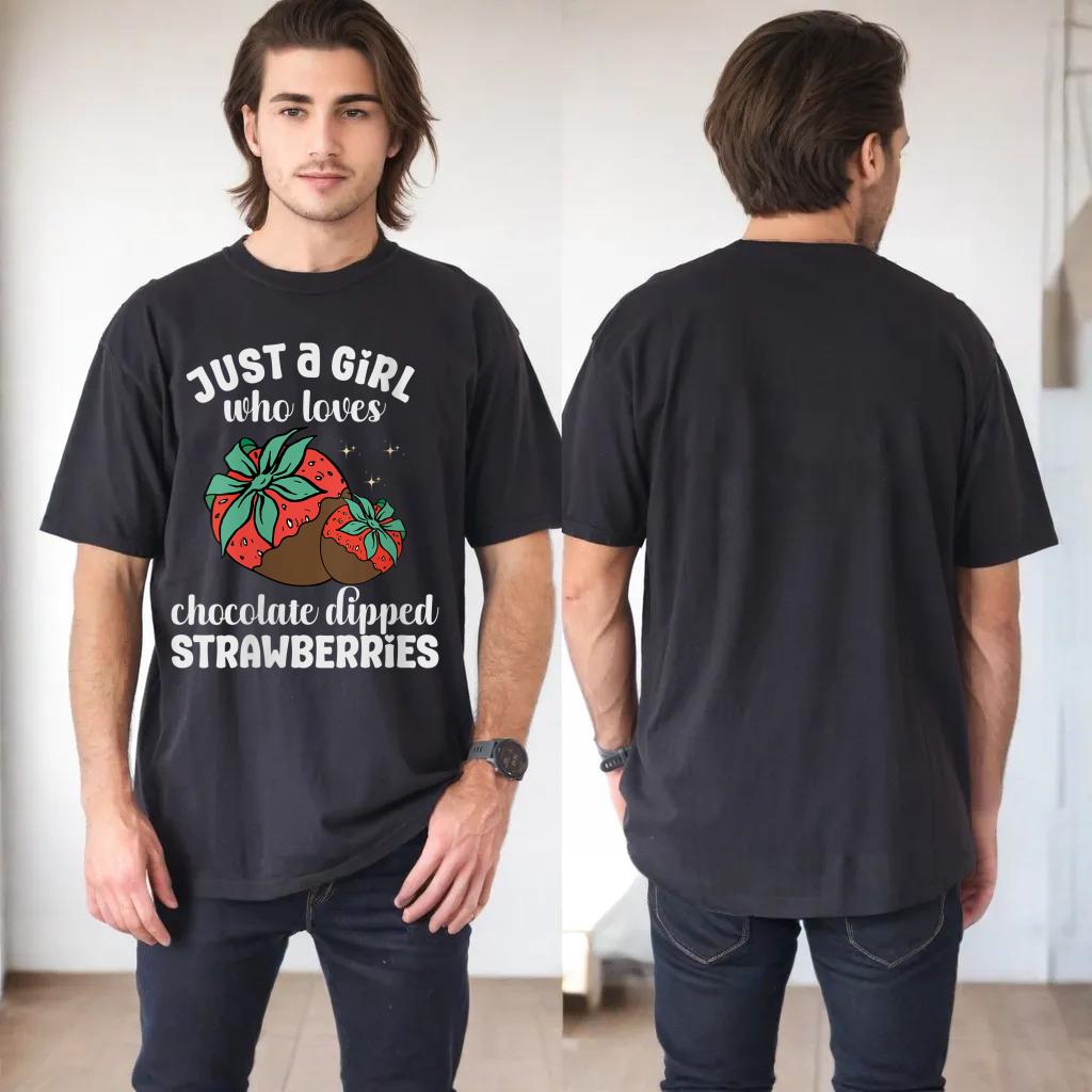 Womens Just A Girl Who Loves Chocolate Dipped Strawberries Festival V-Neck