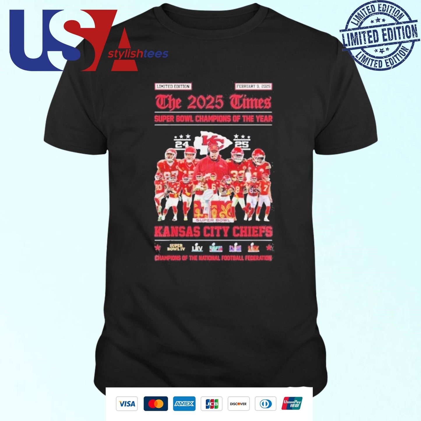 The 2025 Times Super Bowl Champions Of The Year Kansas City Chiefs Shirt