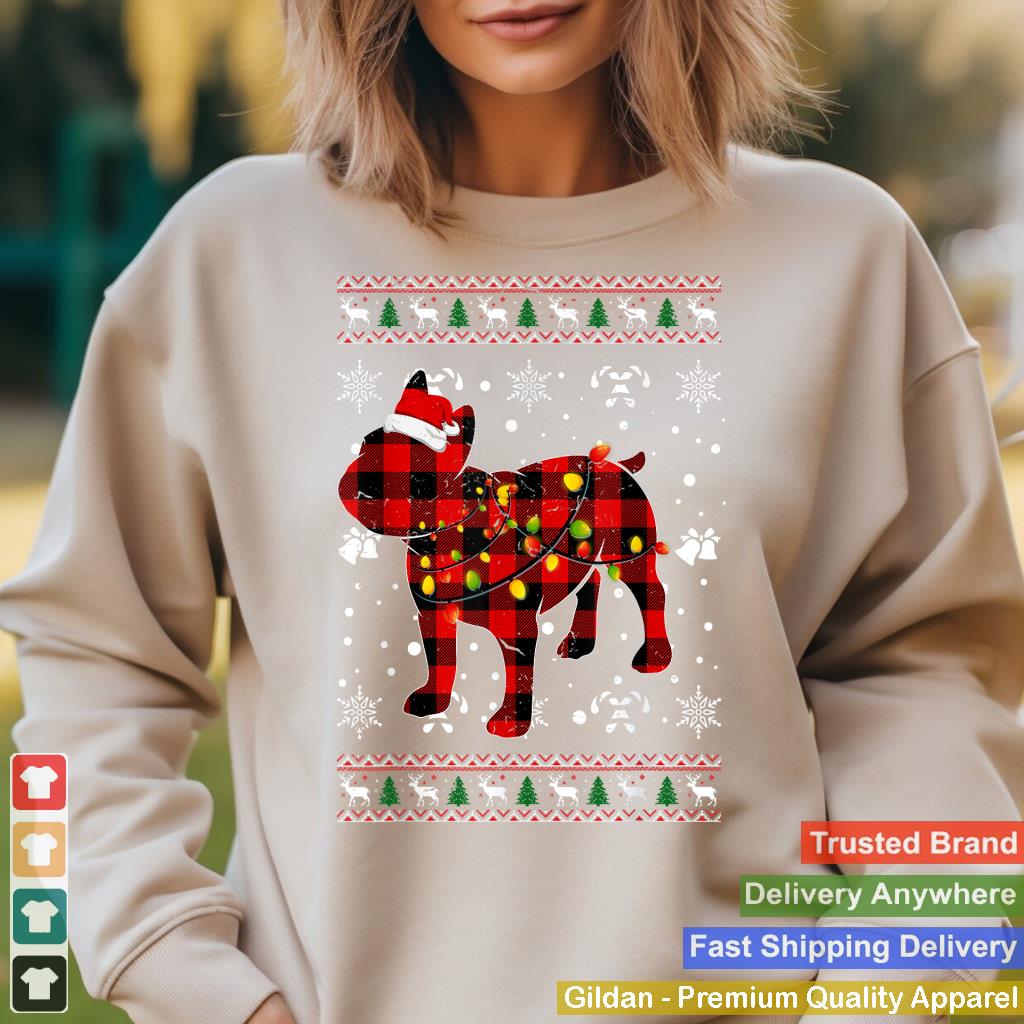 Christmas Shirt for Frenchie Lover Gift Santa Buffalo Plaid