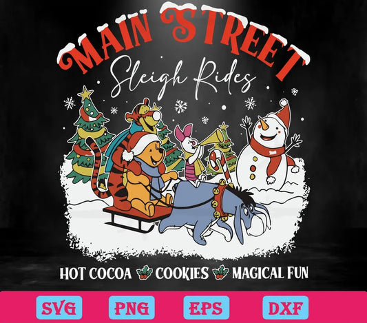 Winnie The Pooh Main Street Sleigh Rides Christmas, Vector Svg