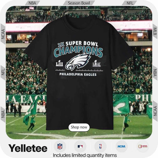 Philadelphia Eagles 2x Super Bowl LIX Champions shirt