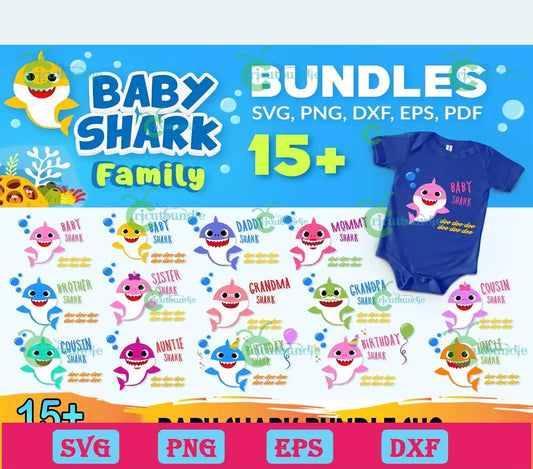 15+ Baby Shark Family Bundle Svg