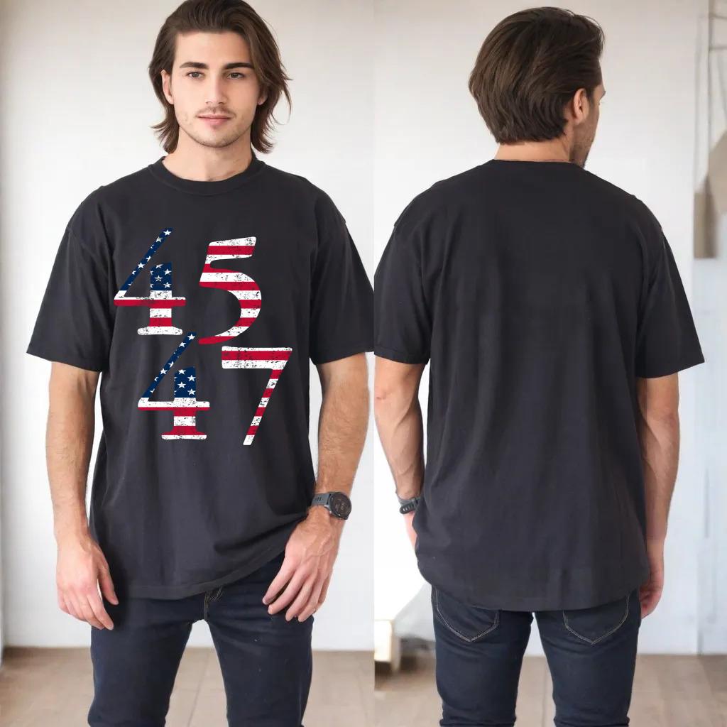 Trump 45th 47th President Inauguration Day USA Flag MAGA Tee