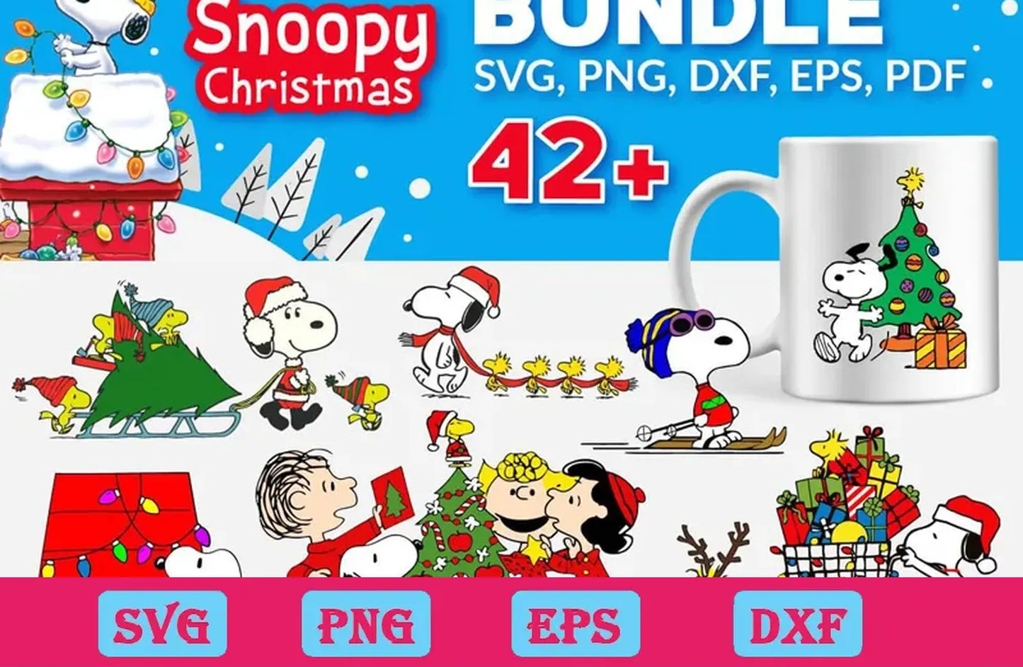 42+files Bundle Snoopy Christmas svg