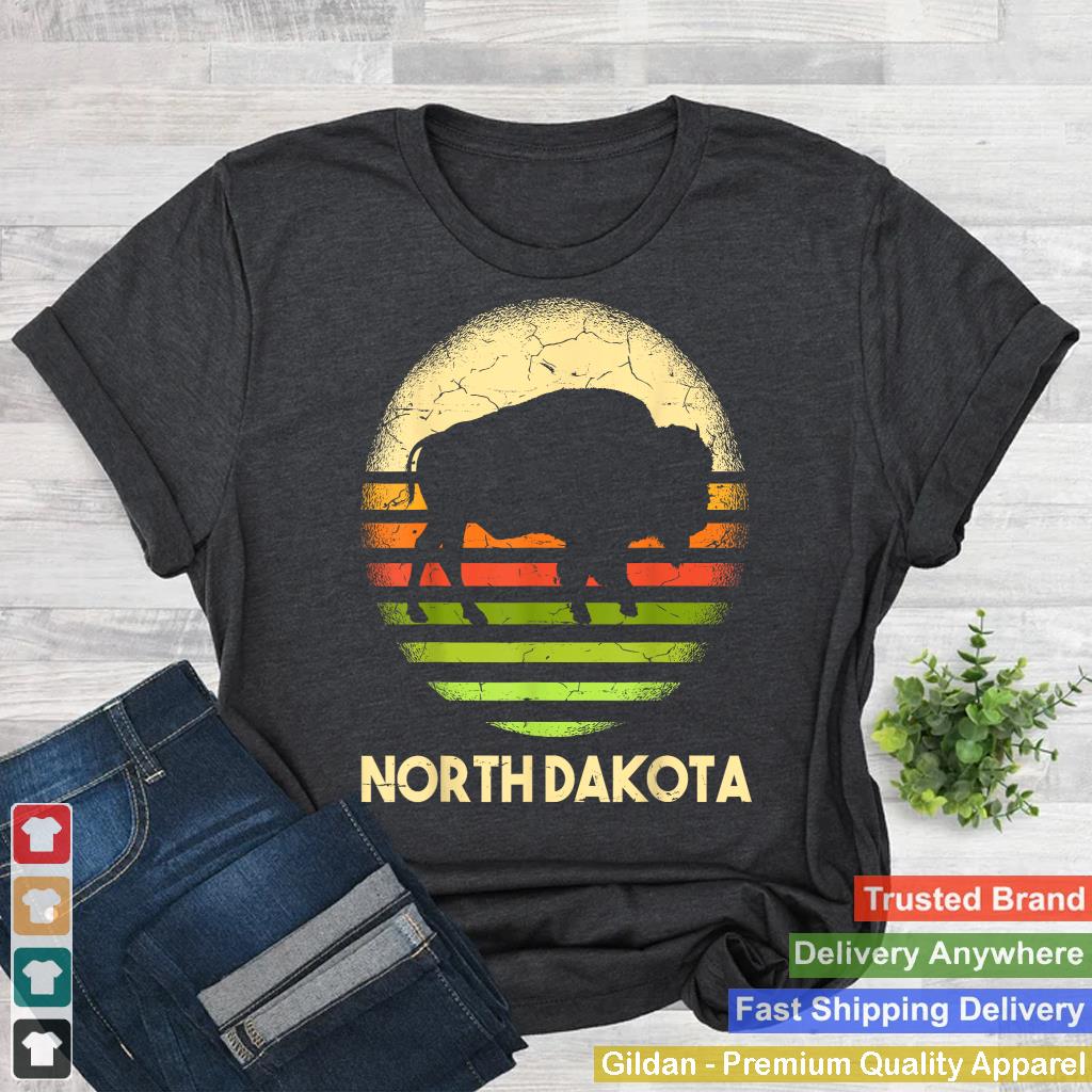 Vintage Sunset North Dakota 70s 80s Retro Bison Buffalo love