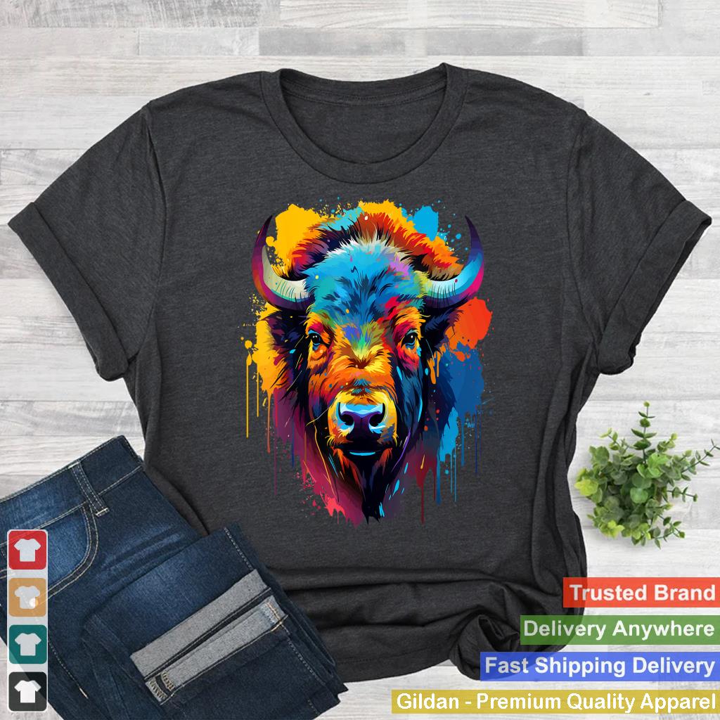 Colorful Splash Art Bison American Buffalo Lover