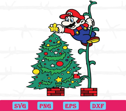 Funny Super Mario Christmas Tree, Svg Png Dxf Eps Cricut Files