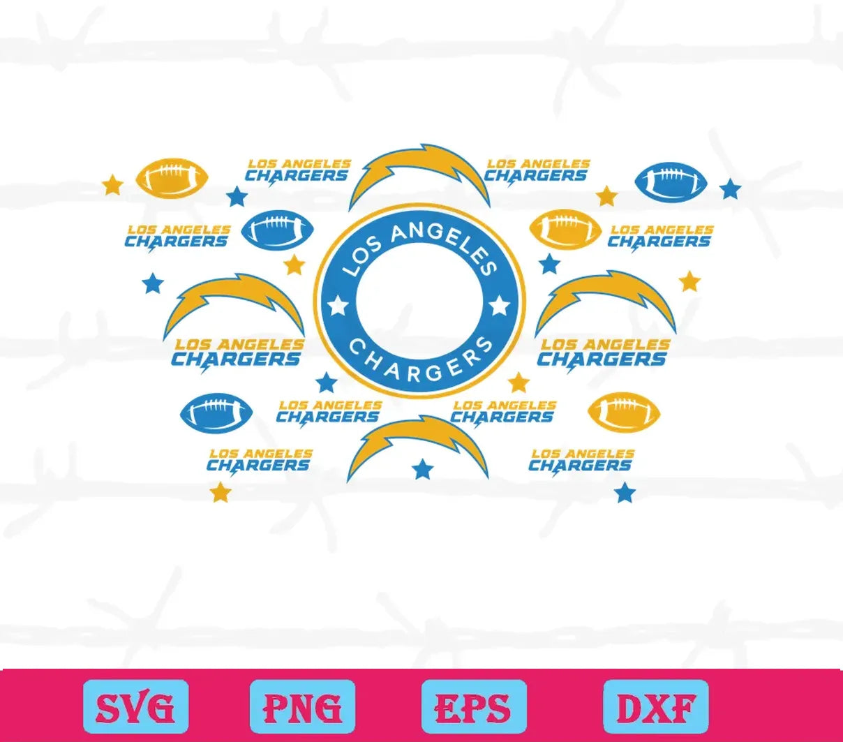 Los Angeles Chargers Starbucks Wrap, Svg Png Dxf Eps Designs Download