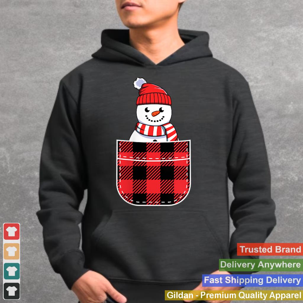 Cute Snowman In Buffalo Plaid Pocket Christmas Gift