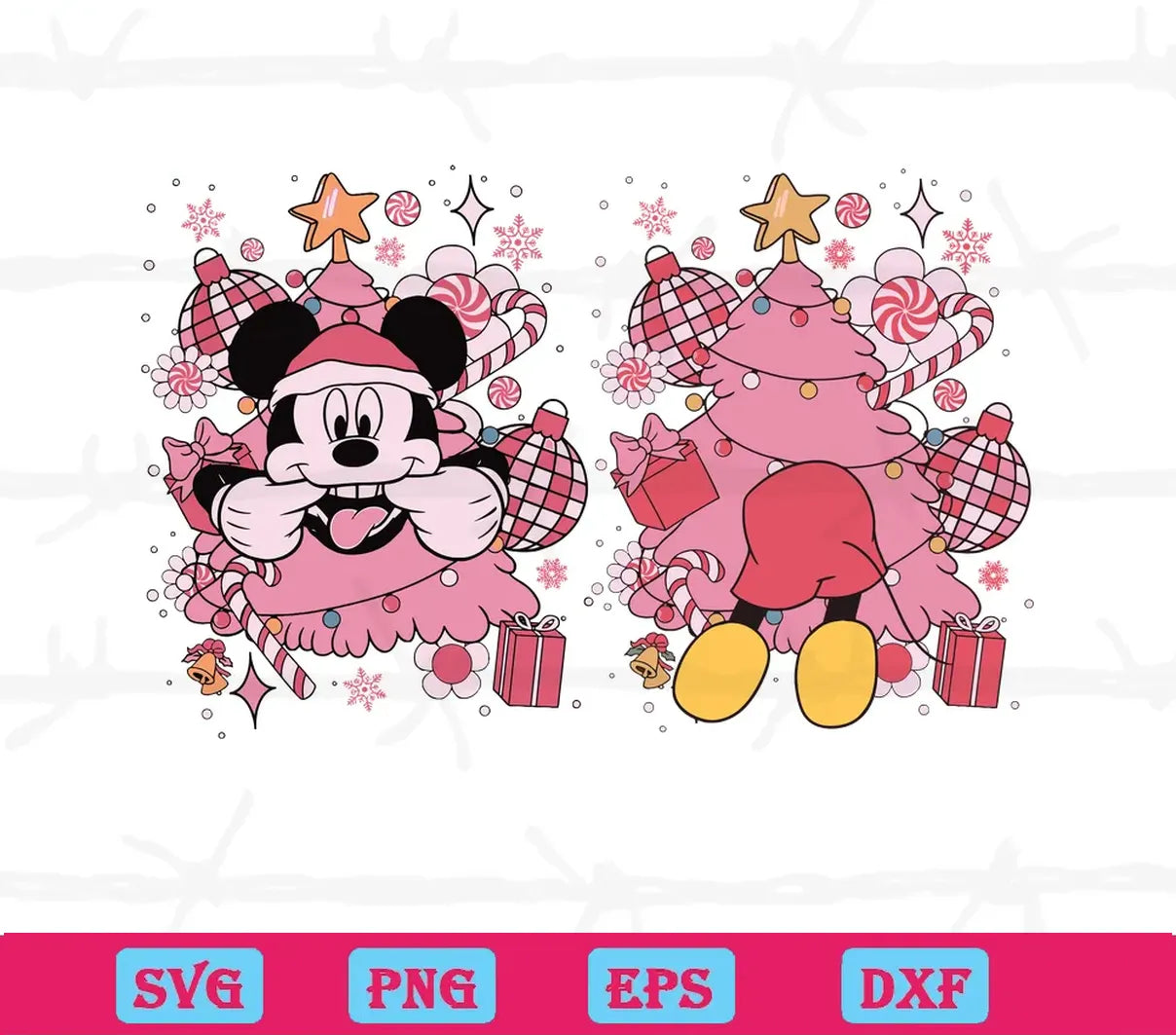 Disney Mickey Pink Christmas Tree, Graphic Design