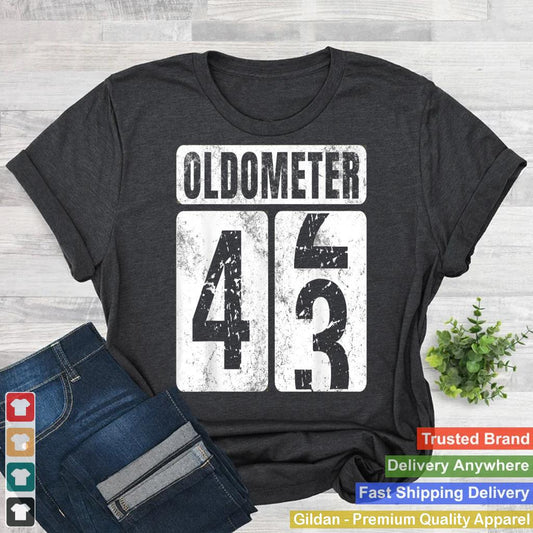 Oldometer 43 Shirt Vintage Funny 43rd Birthday Gift Idea