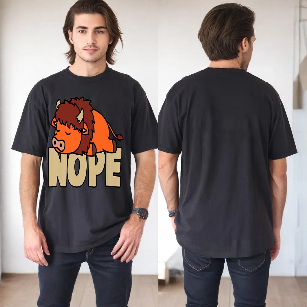 Napping Buffalo Tee Funny Nope Lazy Animals Lover Pets Fan Premium