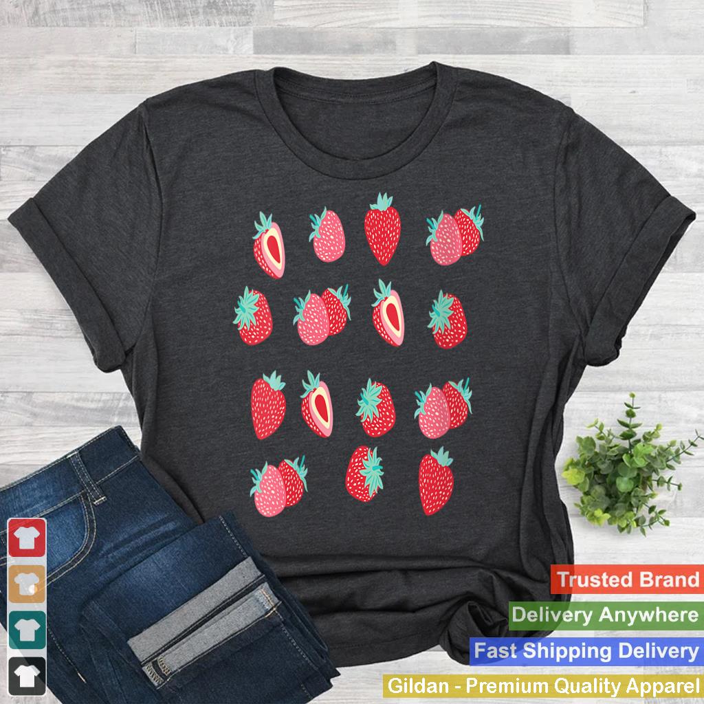 Womens Strawberries Pattern V-Neck