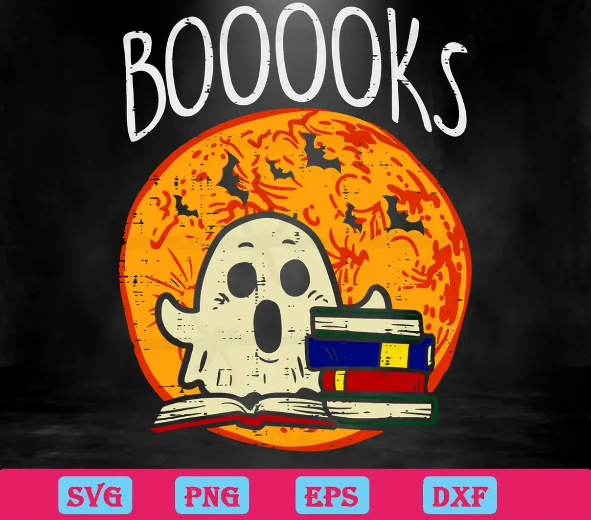 Boooks Moon Ghost Halloween, Svg Designs