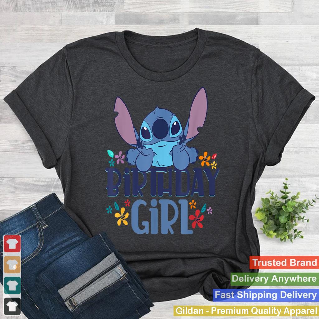 Disney Lilo & Stitch Birthday Girl Happy Stitch Floral Logo