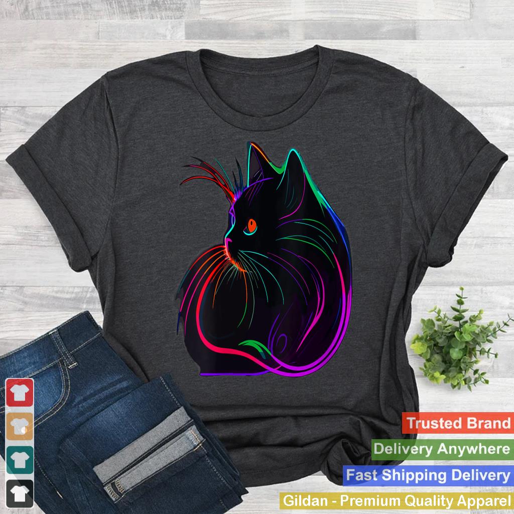 Womens Black Cat Realistic Watercolor Cute Cat Paint Colorful Cat V-Neck