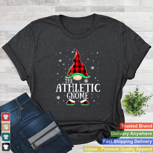 Athletic Gnome Buffalo Plaid Matching Family Christmas T Shirt