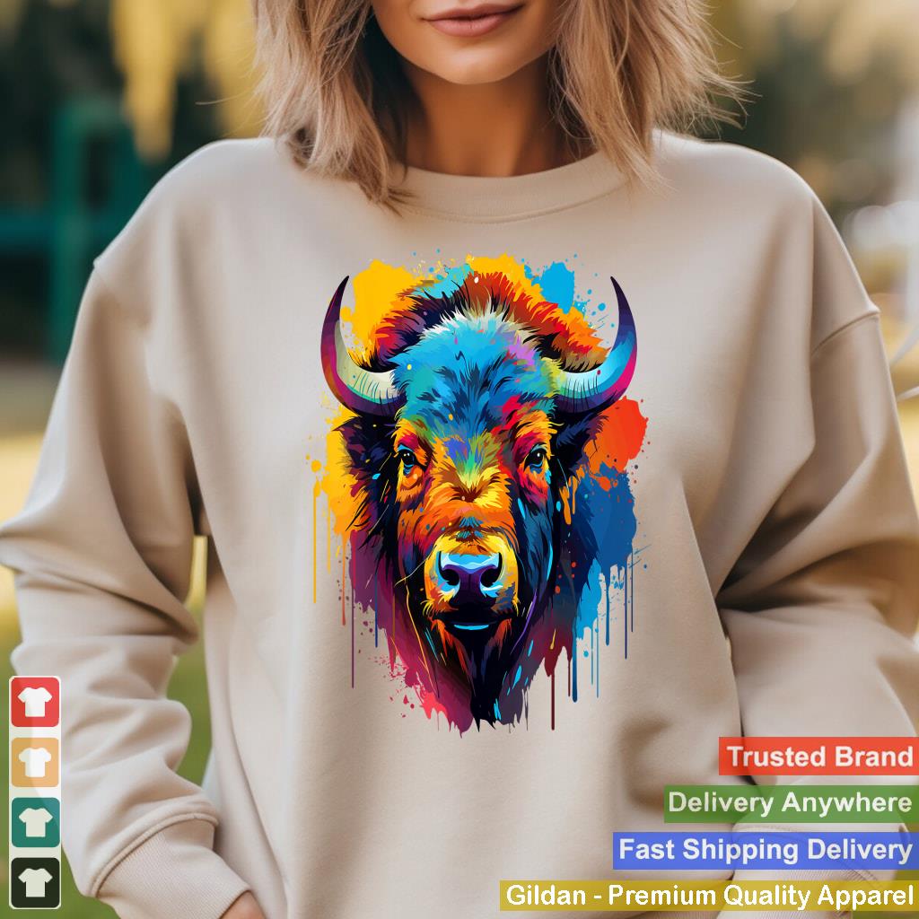 Colorful Splash Art Bison American Buffalo Lover