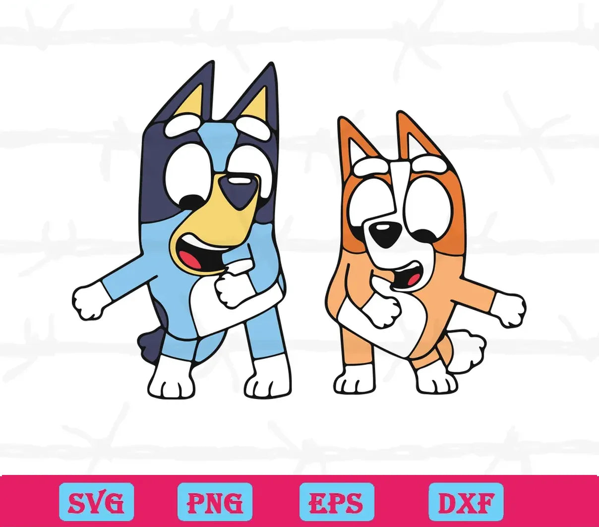 Funny Bluey And Bingo Heeler Free Commercial Svg