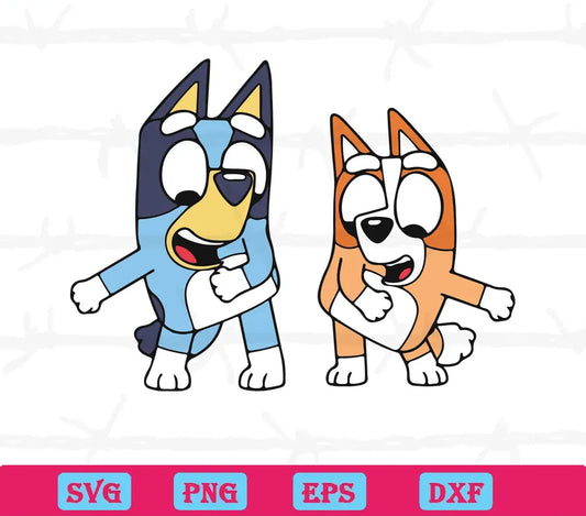 Funny Bluey And Bingo Heeler Free Commercial Svg