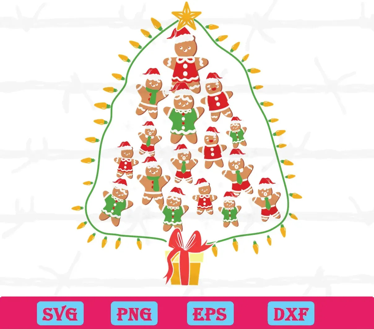 Christmas Gingerbread Man Cookies Tree, Layered Svg Files