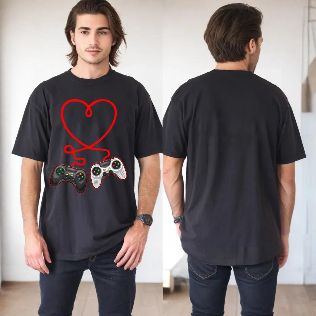 Video Gamer Valentines Day T-Shirt With Controllers Heart