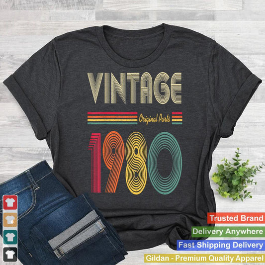 Vintage 1980 Original Parts Funny 42nd Birthday Men Women