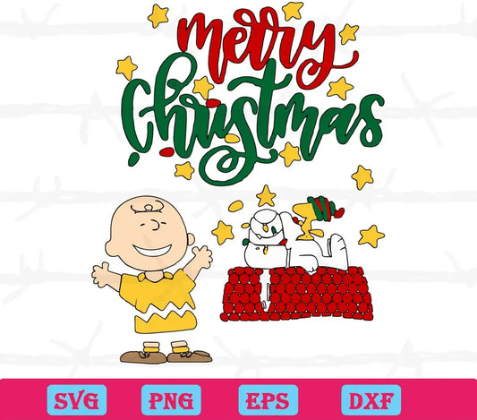 Snoopy And Charlie Brown Merry Christmas, Svg Png Dxf Eps