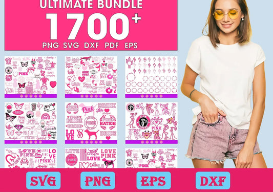 1700 File Love Pink Svg Bundle