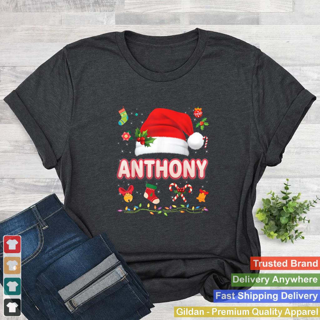 Anthony Santa Claus Hat Family Merry Christmas Xmas Costume T Shirt