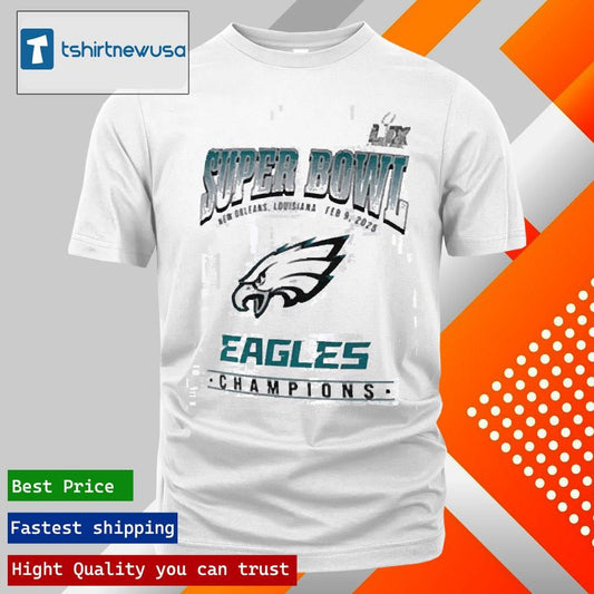 Top Philadelphia Eagles WEAR by Erin Andrews Women’s Super Bowl LIX Champions 2025 T Shirt