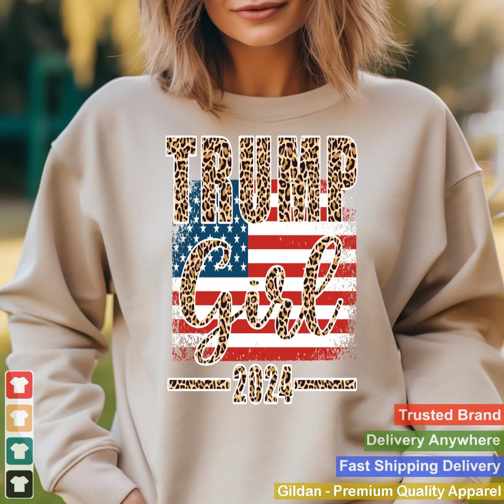 Trump Girl 2024 Leopard Print American Flag Women For Trump