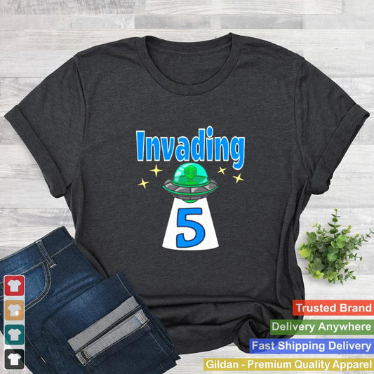 Baby Alien 5th Birthday Invading shirt