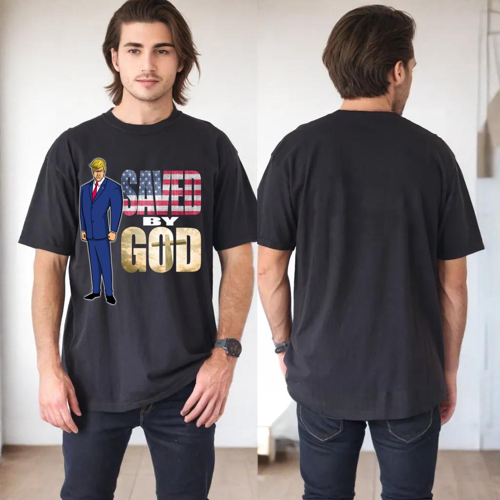 Trump Saved By God Vintage Design with Retro American Flag