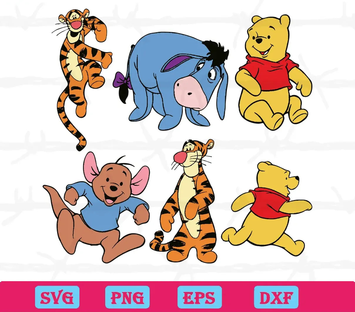 Winnie The Pooh Characters Graphic Design Bundle Svg