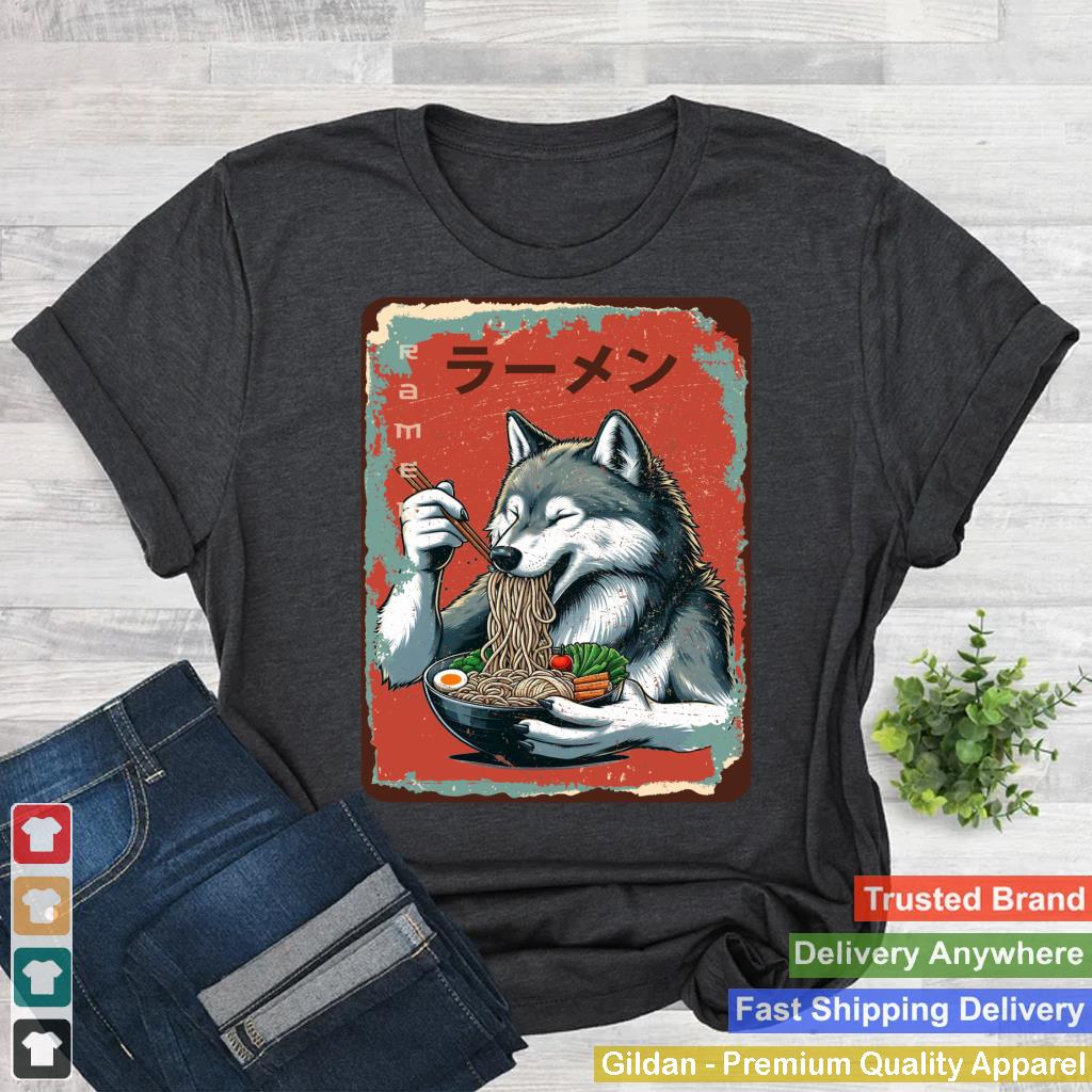 Wolf Eating Ramen Japanese Noodles Soup