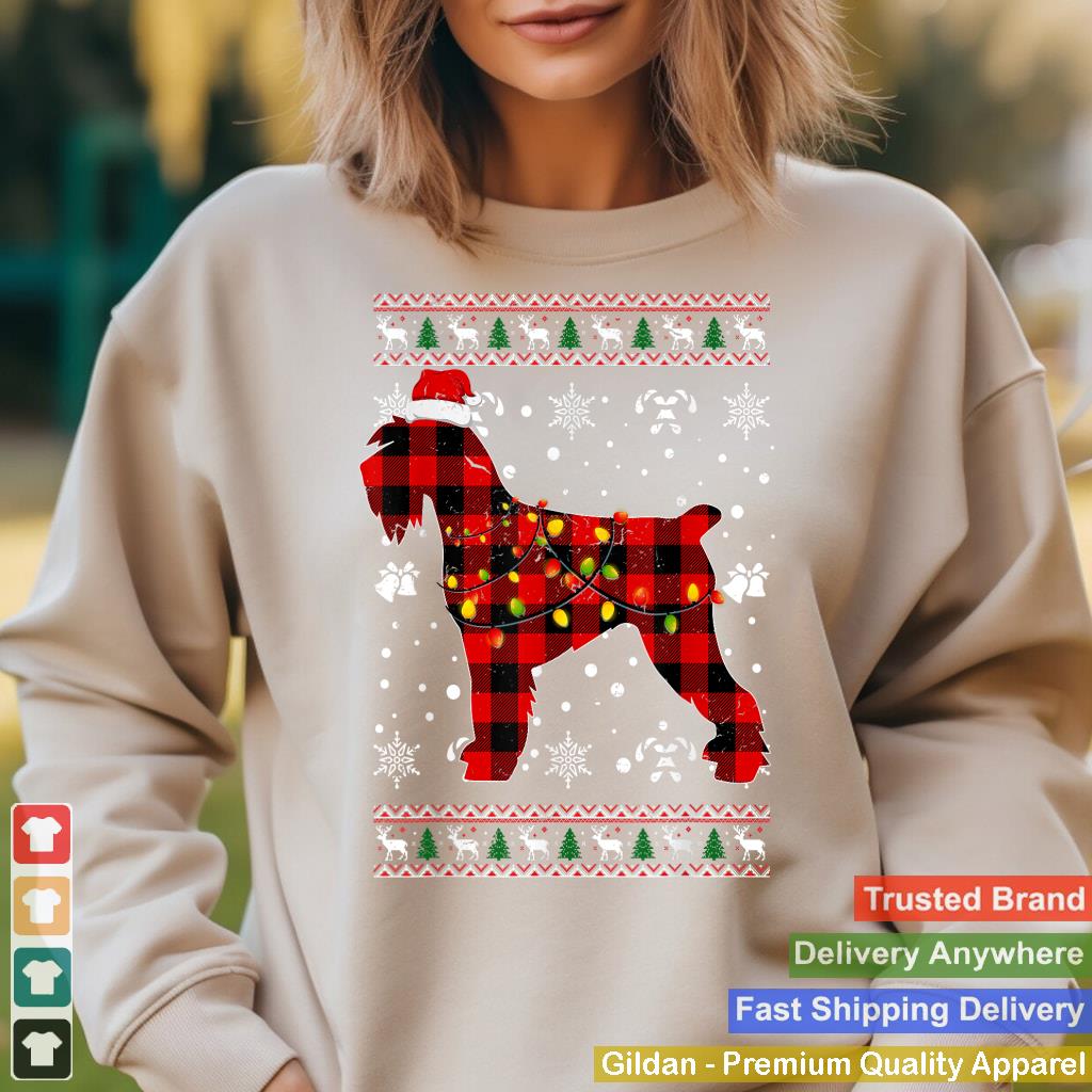 Christmas Shirt for Schnauzer Lover Gift Santa Buffalo Plaid