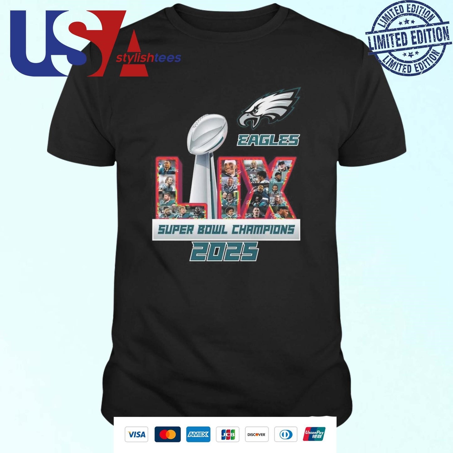 Philadelphia Eagles Super Bowl LIX Champions 2025 Logo Signatures Shirt