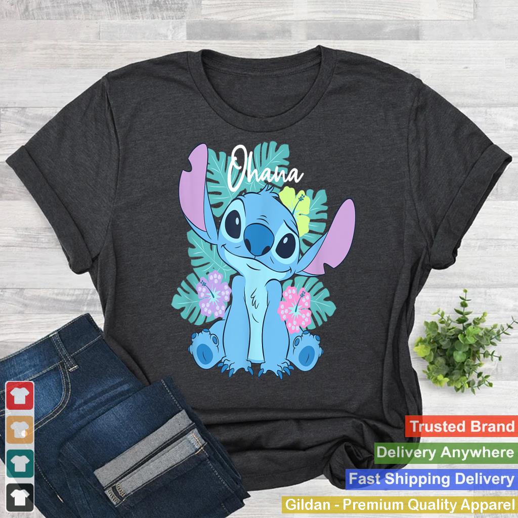 Disney Lilo & Stitch Ohana Adorable Pose Floral Logo