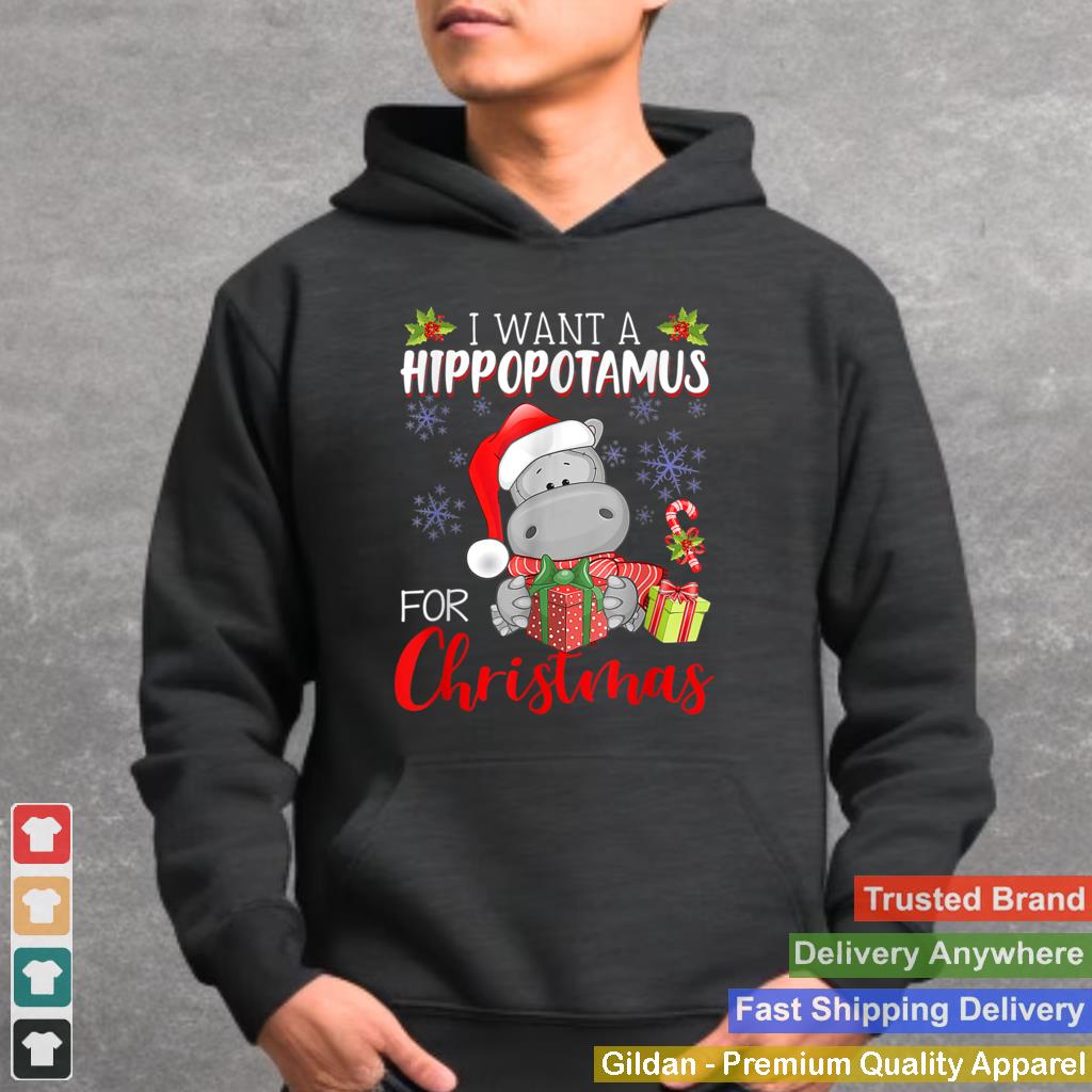 I Want A Hippopotamus For Christmas Funny Hippo Xmas Pajamas T Shirt 2