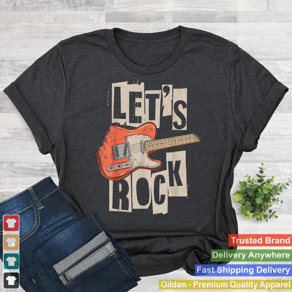 Let's Rock Electric Guitar Music Lover Band Guitarist Retro