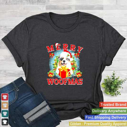 Australian Shepherd Santa Merry Woofmas Christmas shirt