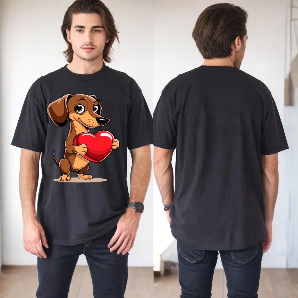 Cute Dachshund Dog Valentines Day Heart Lover Man Women Kids