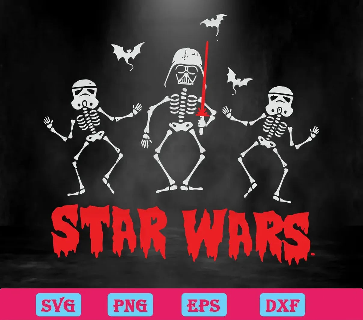 Star Wars Vader Troopers Bats And Skeletons, Vector Illustrations Svg